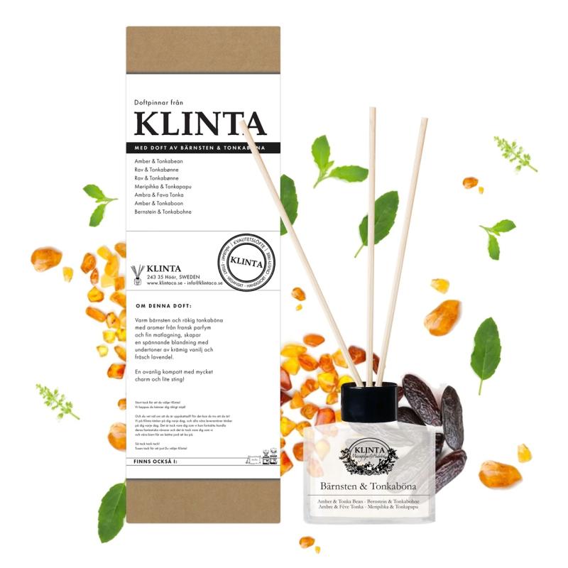 Klinta Doftpinnar 50 ml, Bärnsten & Tonkaböna