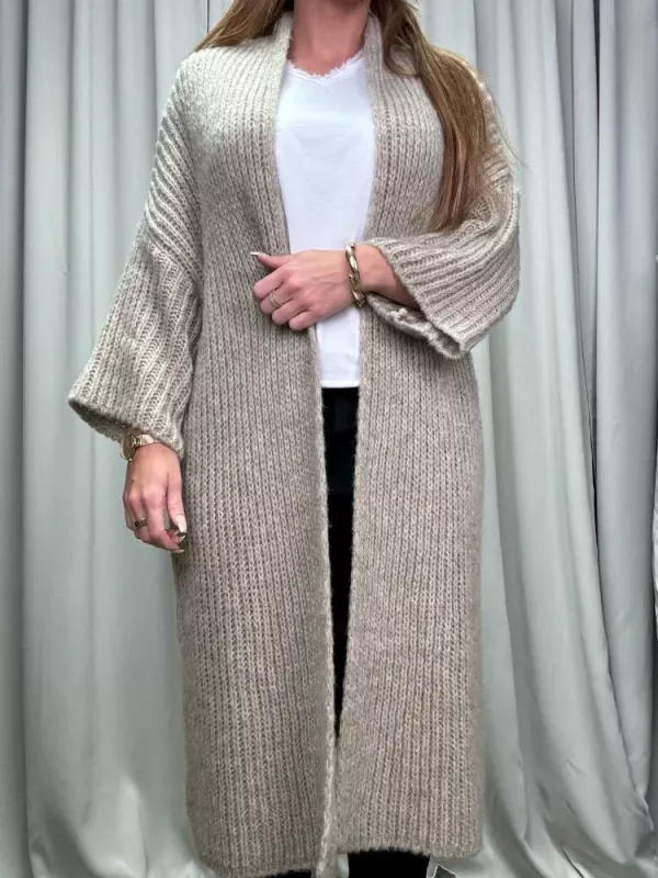 Kofta lång med vidd i ärmen, Beige, Abby - Gemini