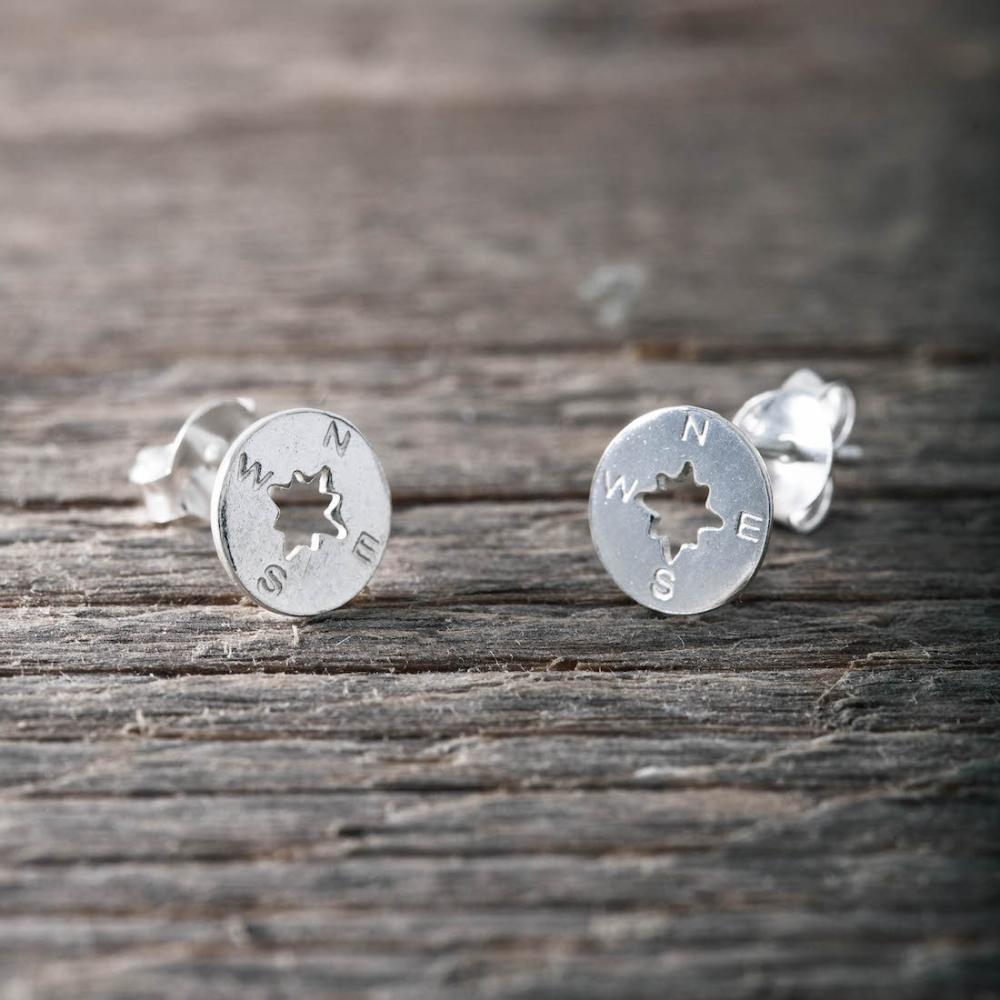 Silverörhängen, Kompass (dia 7,5 mm) - by faith