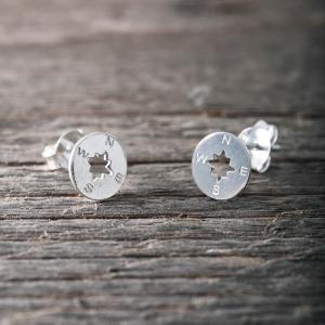 Silverörhängen, Kompass (dia 7,5 mm) - by faith