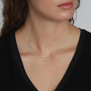 Korshalsband Clara med kristaller, silver pläterat – Pilgrim