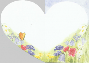 Dubbelvikt kort i akvarell - Hjärtans fröjd