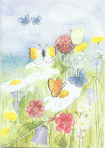 Dubbelvikt kort i akvarell - Hjärtans fröjd