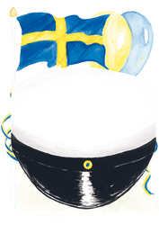 Dubbelvikt minikort i akvarell - Studentmössa