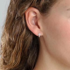 Kristallkors örhängen Clara silverpläterade – Pilgrim