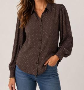 Blus med glitter, Brun Julia - Caramelle Fashion    BERÄKNAD LEV: OKT