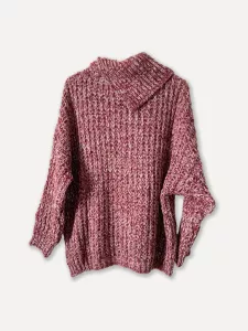 Stickad tröja med sjalkrage, Vinröd, Lari - Reunion Home