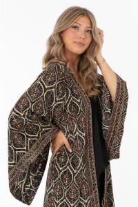 Kaftan Svart / Burgundy / Guld (Leiya) - Capri Collection