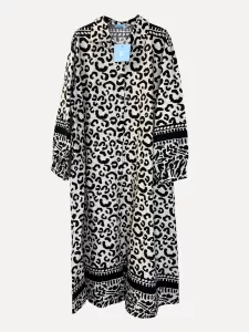 Maxiklänning / kaftan LEO, leomönstrad svart/vit - Onesize - Reunion Home