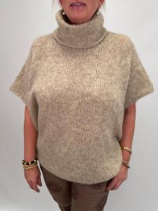 Stickad tröja, Ärmlös med polo, Beige Leona - Gemini    BERÄKNAD LEV: JAN/FEB