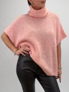 Stickad tröja, Ärmlös med polo, Rosa Leona - Gemini    BERÄKNAD LEV: JAN/FEB