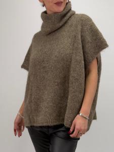 Stickad tröja, Ärmlös med polo, Taupe Leona - Gemini    BERÄKNAD LEV: JAN/FEB