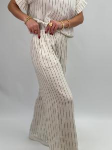 Linnebyxa Randig, Vit / Svart Liana - Gemini     BERÄKNAD LEV: MARS