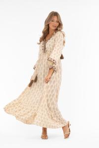 Klänning Paisley, Creme / Brun, Lilou - Capri Collection