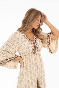 Klänning Paisley, Creme / Brun, Lilou - Capri Collection