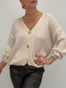 Stickad kofta med guldknappar, Creme Lina - Gemini    BERÄKNAD LEV: FEB