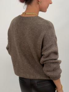 Stickad kofta med guldknappar, Taupe Lina - Gemini    BERÄKNAD LEV: JAN/FEB