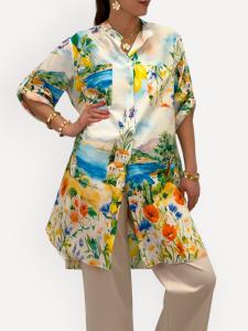 Långskjorta Vita hus / Citroner, Linn - Gemini