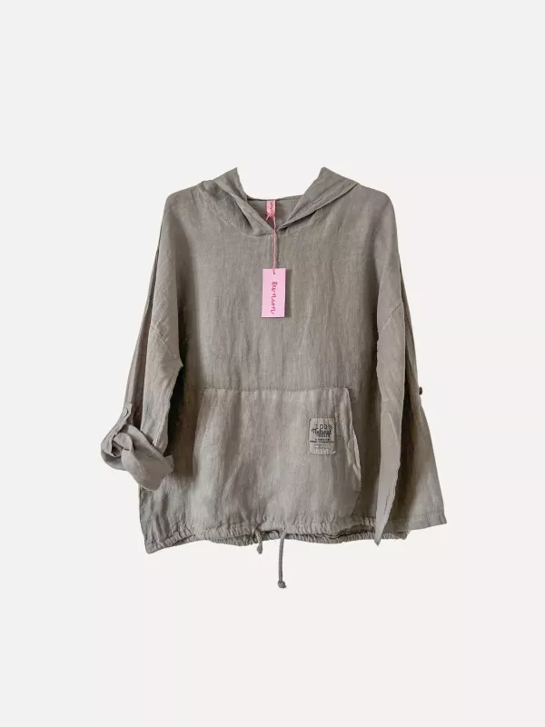 Hoodie i linne, Taupe, Lexie - Reunion (2 = XL/XXL)