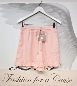Linneshorts med volang, Aprikos (Linn) - Soulful Fashion