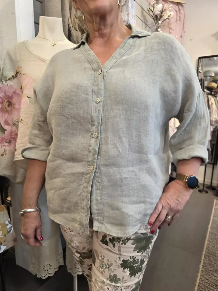 Linneskjorta, Washed Army, Astrid - Rough & Rose