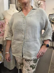 Linneskjorta, Washed Army, Astrid - Rough & Rose