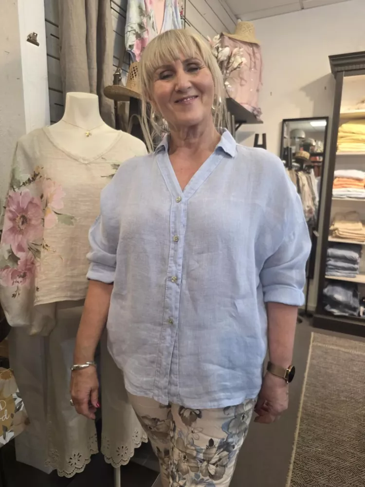 Linneskjorta, Washed Sky - Rough & Rose