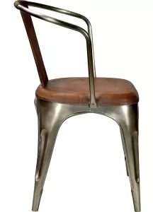 LIVING Stol 4st,  Rundat Ryggstöd - Blank med läder - Trademark Living