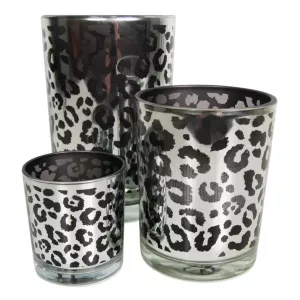 Ljuslykta Leopard Silver Medium 12cm - Mars & More