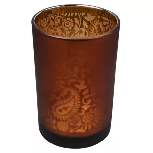 Ljuslykta Paisley Orange Stor 18cm - Mars & More