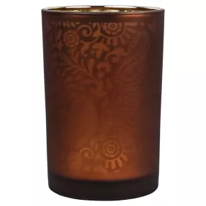 Ljuslykta Paisley Orange Stor 18cm - Mars & More
