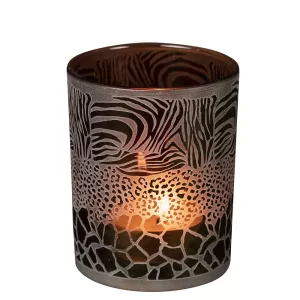 Ljuslykta Safari Mix Brun Medium 12cm - Mars & More