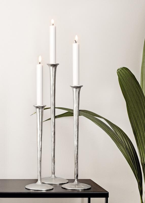 Ljusstake På Fot Gallery Silver, 3 olika höjder - Zelected by Houze