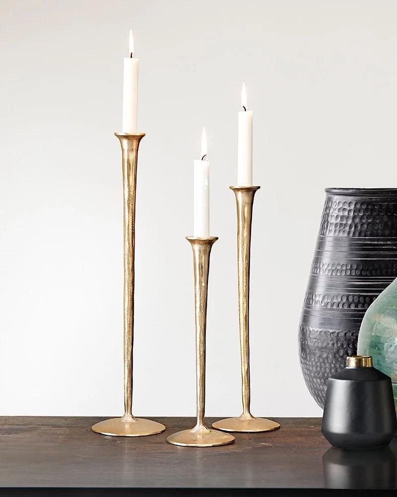 Ljusstake På Fot Gallery guld, 3 olika höjder - Zelected by Houze