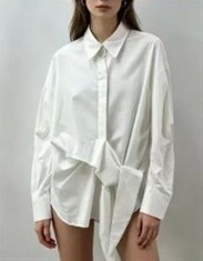 Skjorta med knytdetalj, Vit Esmaralda - Caramelle Fashion