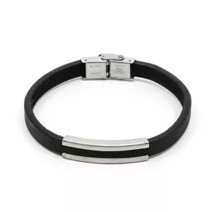 Armband Läder Man, Orust Svart / Rostfritt stål – 7EAST