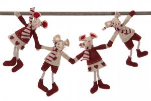 Mus flicka Vinröd/Beige (med magnet i händerna) - A lot