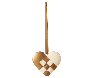 Maileg Metal ornament, Braided heart Gold 5cm