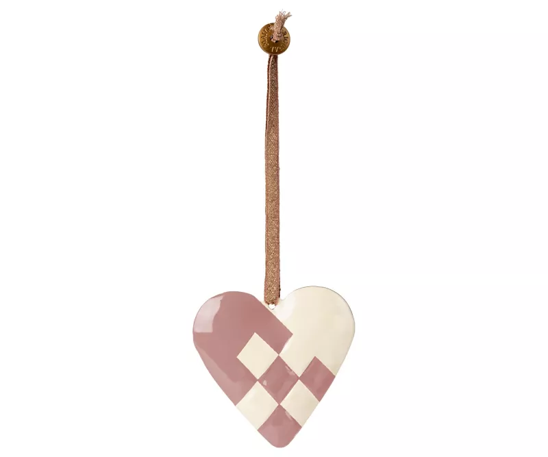 Maileg Metal ornament, Braided heart, Gammelrosa