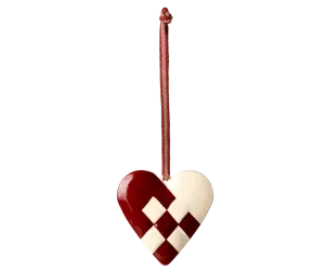 Maileg Metal ornament, Braided heart Red 6cm