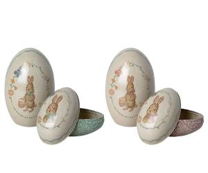 Maileg  - Påskägg Metall Med Kanin - Rosa eller blå