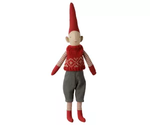 Maileg Pixy, Storlek - Pojke - Röd stickad väst   LEV OKTOBER
