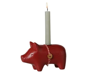 Maileg Träljusstake, Gris, Medium - Röd   LEV OKTOBER