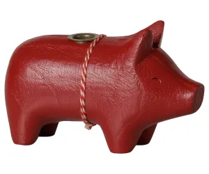 Maileg Träljusstake, Gris, Liten - Röd   LEV OKTOBER
