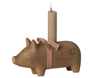 Maileg Träljusstake, Gris, Medium - Natur   LEV OKTOBER