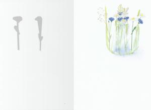 Dubbelvikt kort i akvarell - Blommor på rad