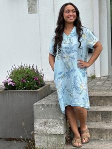 Linneklänning Blommig, Ljusblå Malva - Mix by Heart