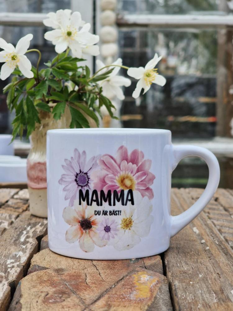 Mugg Blommig, Mamma du är bäst - Gamla Stans Kreativa