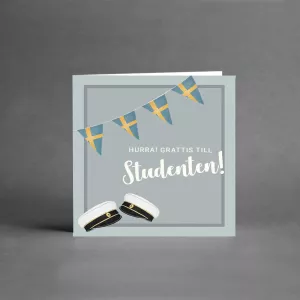 Minikort Studentmössa och vimplar "Hurra! Grattis till Studenten!" - Card Store
