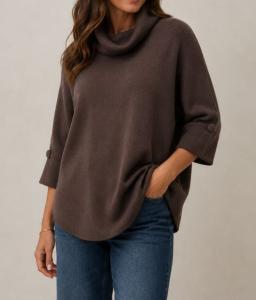 Stickad tröja med polo, Brun Nelly - Caramelle Fashion    BERÄKNAD LEV: SEP